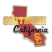 USC Trojans Cardinal Socal Metallic State Shape Acrylic Auto Emblem